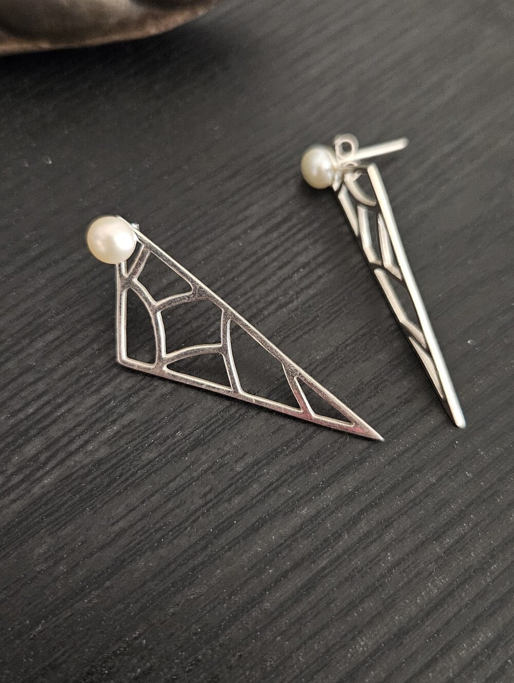 Sterling Silver And Pearl Earrings - Picture 4 of 8